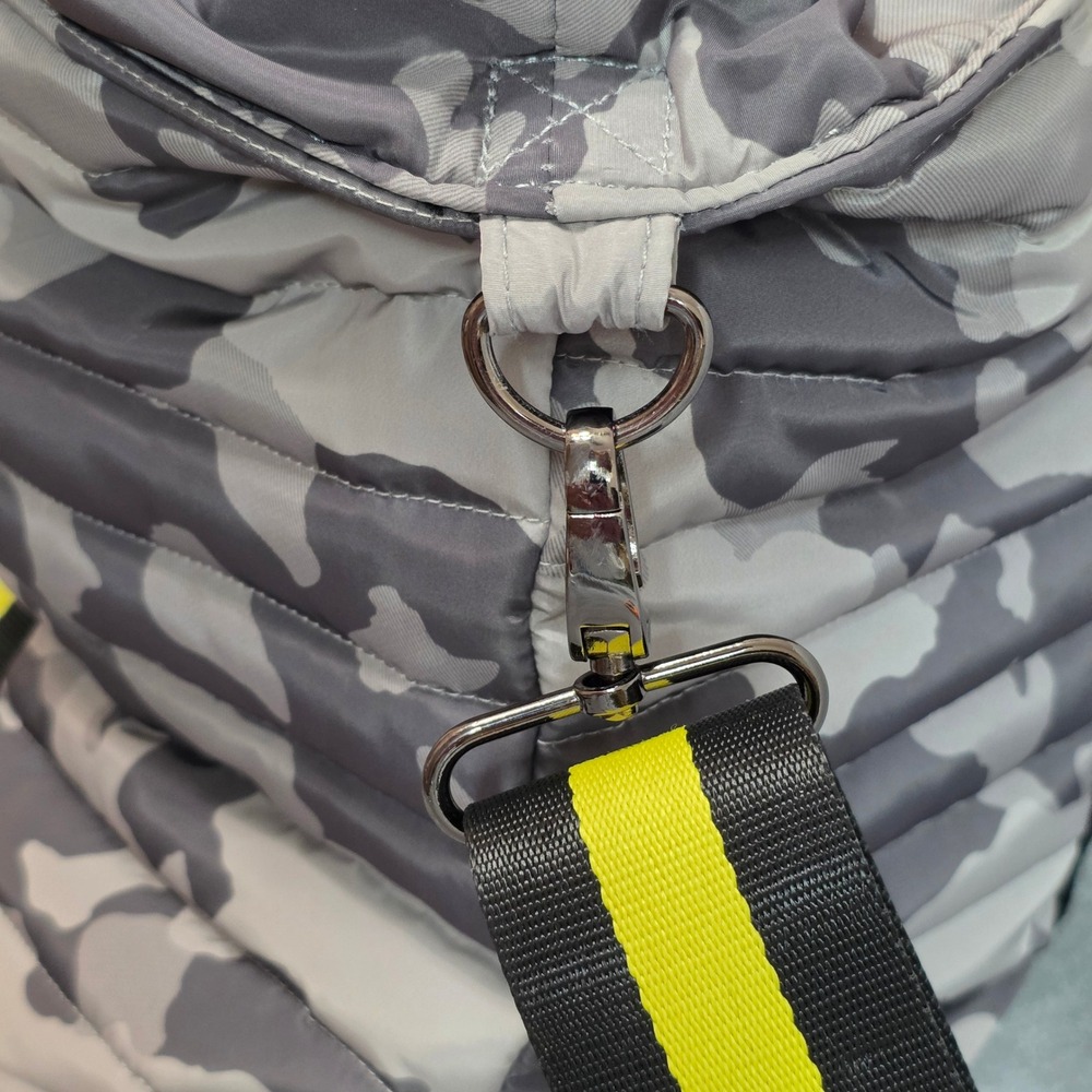 Think Royln Wingman Bag Large Grey Camo Neon Yellow Quilted Puffer Tote  Travel - Picture 5 of 8